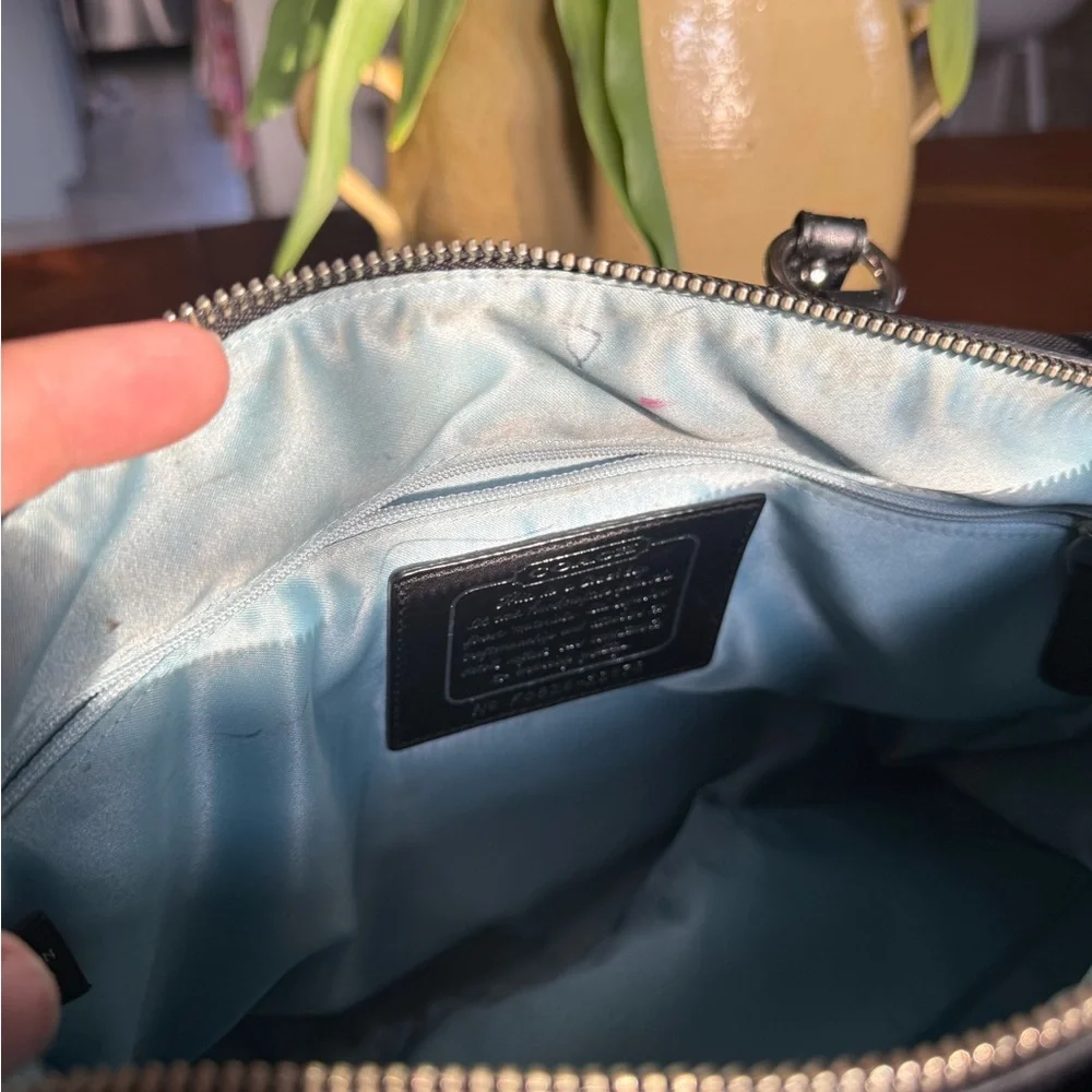 Coach Black Signature Shoulder Bag with Metallic Accent